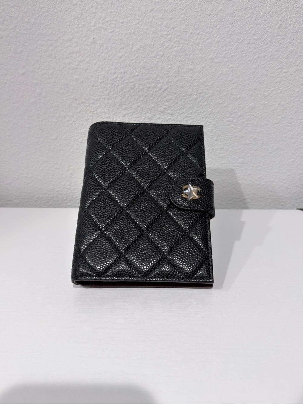 Black Quilted Leather Passport and Card Holder